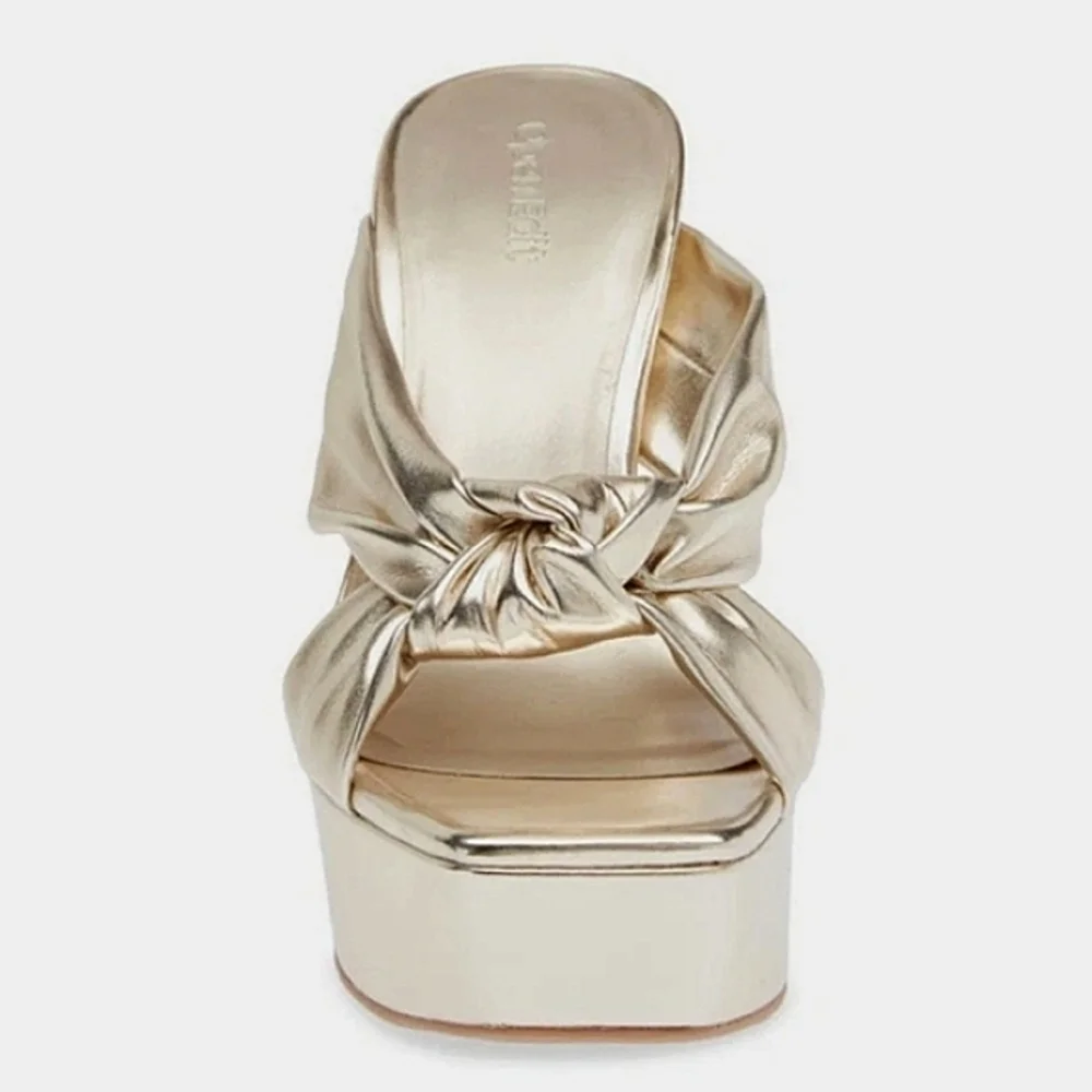 New w/o Box Open Edit Kaia Platform Knotted Open-Toe Block Heel Dress Sandals